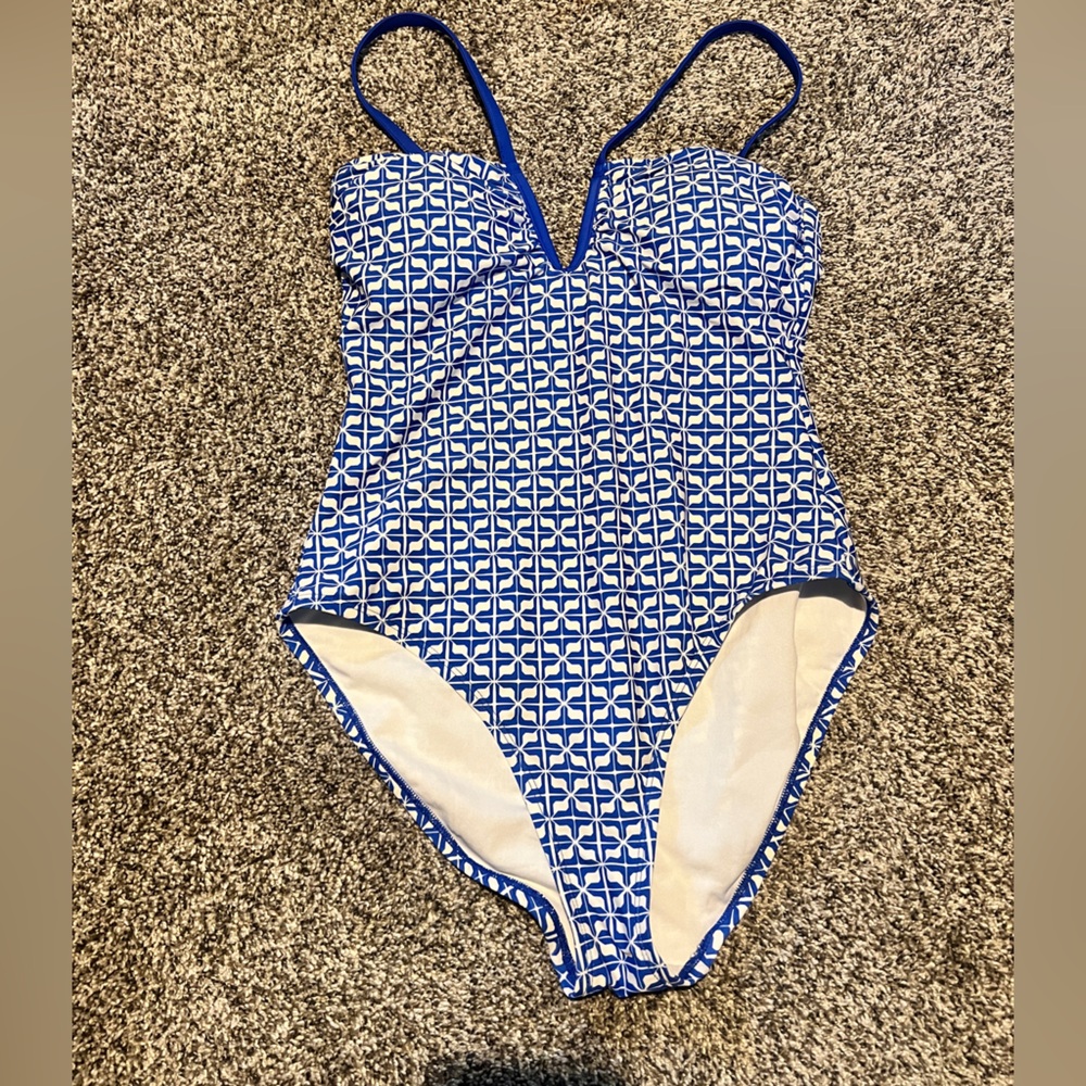 Shade & Shore Floral Blue and White Swim Suit